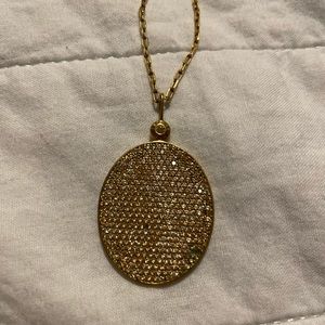 Long gold and rhinestone Henri Bendel necklace